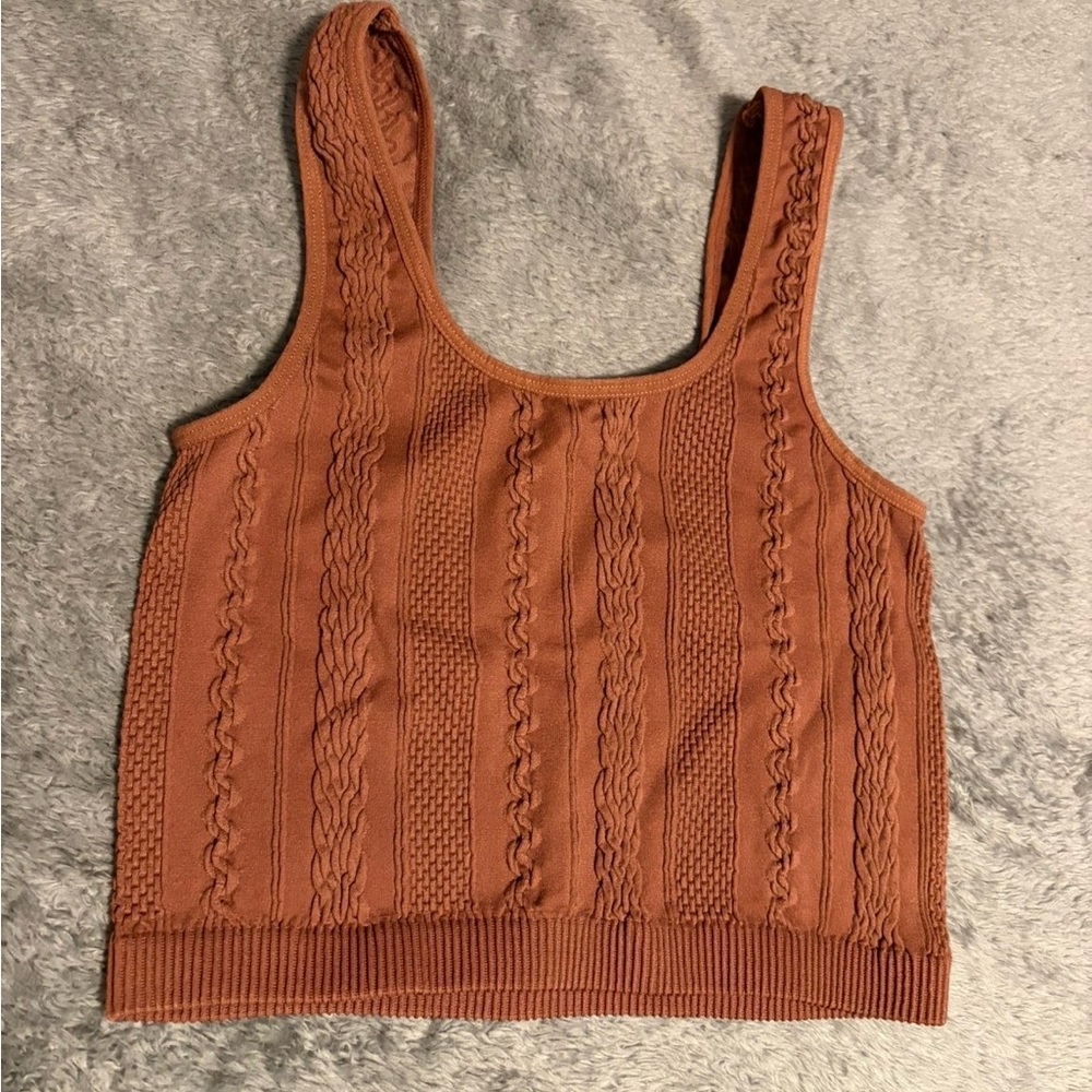 Rust Cable Knit Tank Top